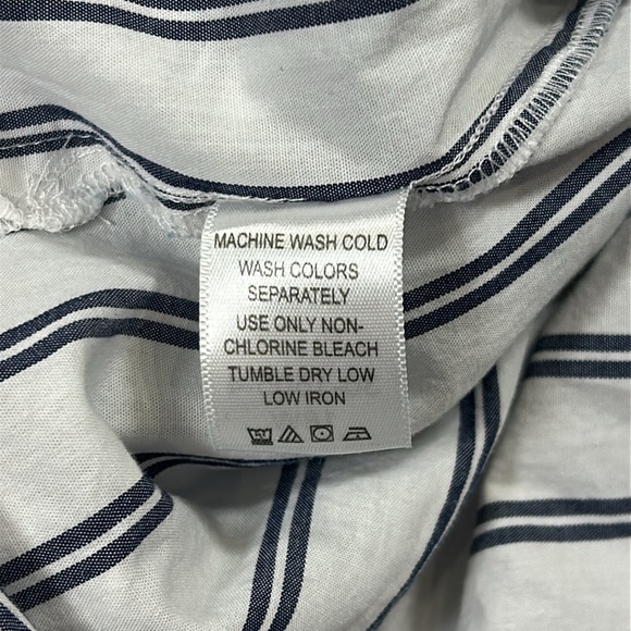 Women’s Coastal Nautical Striped Crisp 100% Cotton Button Down LS Shirt Blouse - Picture 7 of 8